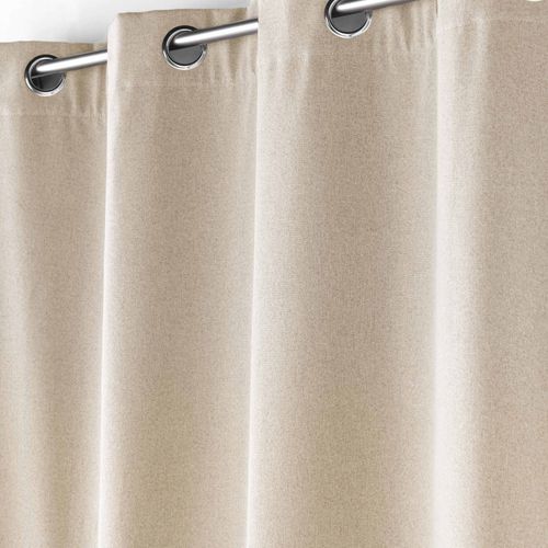 Rideau à Oeillets Isolant Doublé Polaire Jupiter Beige 140 X 260 Cm