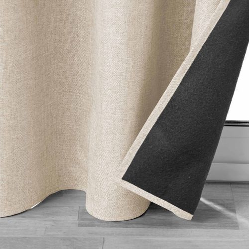 Rideau à Oeillets Isolant Doublé Polaire Jupiter Beige 140 X 260 Cm