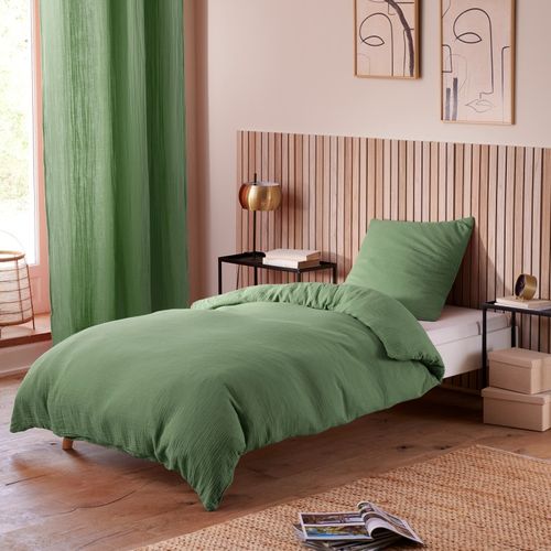 Housse De Couette 140 X 200 Cm + 1 Taie – Gaze De Coton – Avy Olive