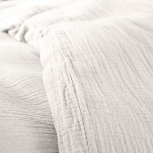 Housse De Couette 260 X 240 Cm En Gaze De Coton Naturelle + 2 Taies Blanc