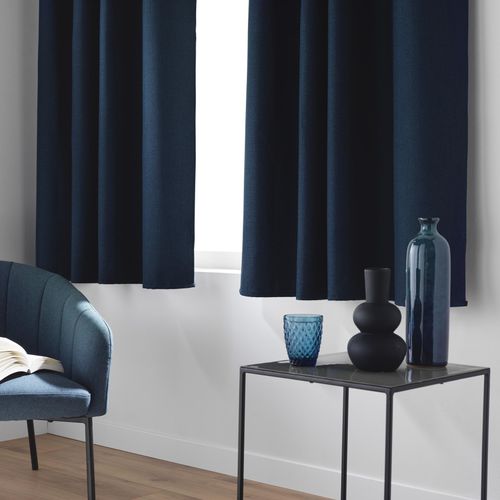 Lot De 2 Rideaux à Oeillets 140 X 180 Cm 100% Occultant Thermique - Modèle Crépuscule Bleu