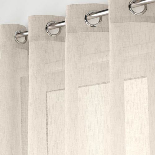 Lot De 2 Voilage à Oeillets Grande Largeur 300 X 240 Cm Voile Tissé Carlin Beige