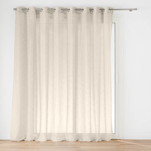 Lot De 2 Voilage à Oeillets Grande Largeur 300 X 240 Cm Voile Tissé Carlin Beige