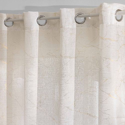 Lot De 2 Voilages à Oeillets 140 X 240 Cm - Effet Lin Imprimé Métallisé Marius