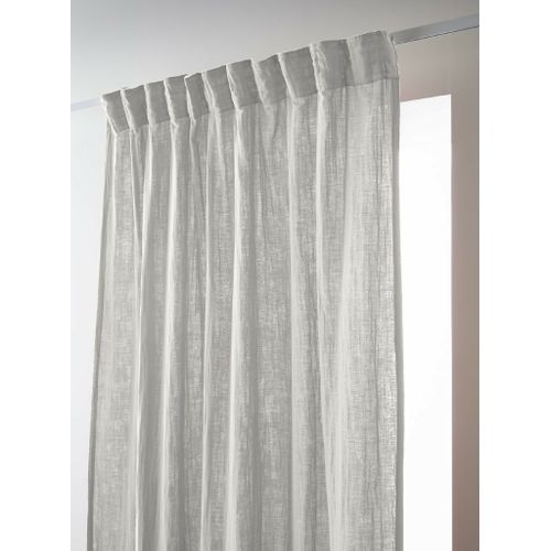 Lot De 2 Rideaux Galon Fronceur Double Gaze De Coton – Perle – 140 X 240 Cm