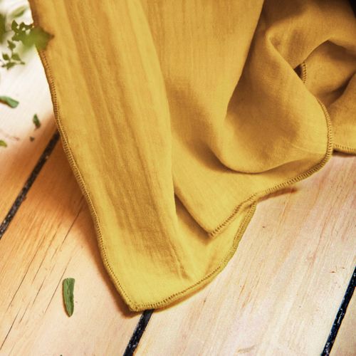 Lot De 2 Rideaux Galon Fronceur Double Gaze De Coton – Safran – 140 X 240 Cm