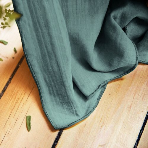 Lot De 2 Rideaux Galon Fronceur Double Gaze De Coton – Bleu Canard – 140 X 240 Cm