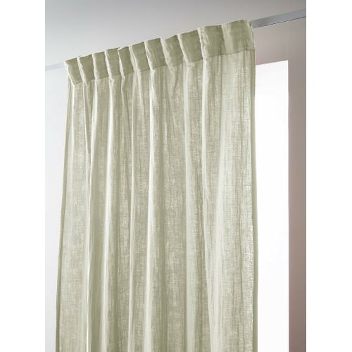 Lot De 2 Rideaux Galon Fronceur Double Gaze De Coton – Vert D'eau – 140 X 240 Cm
