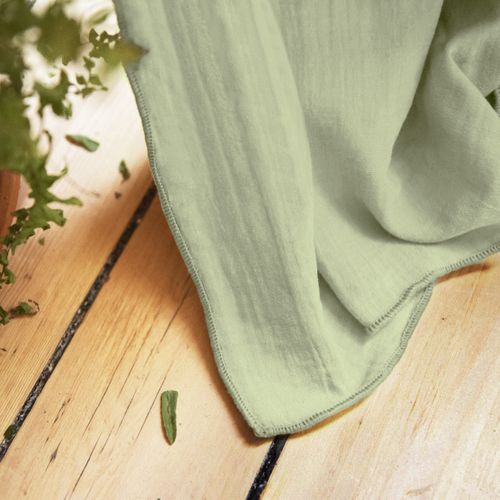 Lot De 2 Rideaux Galon Fronceur Double Gaze De Coton – Vert D'eau – 140 X 240 Cm