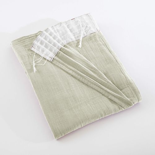 Lot De 2 Rideaux Galon Fronceur Double Gaze De Coton – Vert D'eau – 140 X 240 Cm