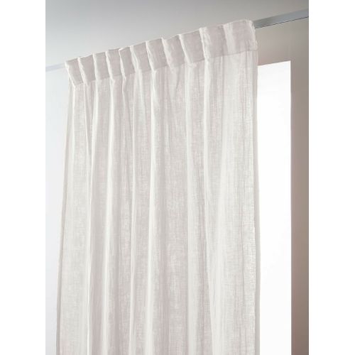 Lot De 2 Rideaux Galon Fronceur Double Gaze De Coton – Blanc – 140 X 240 Cm