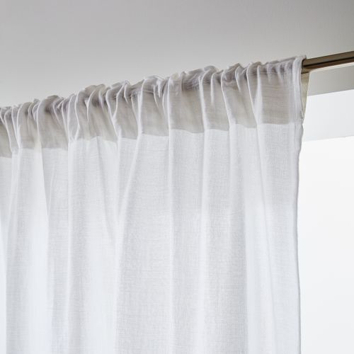 Lot De 2 Rideaux Galon Fronceur Double Gaze De Coton – Blanc – 140 X 240 Cm