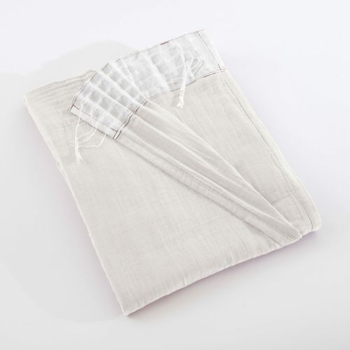 Lot De 2 Rideaux Galon Fronceur Double Gaze De Coton – Blanc – 140 X 240 Cm