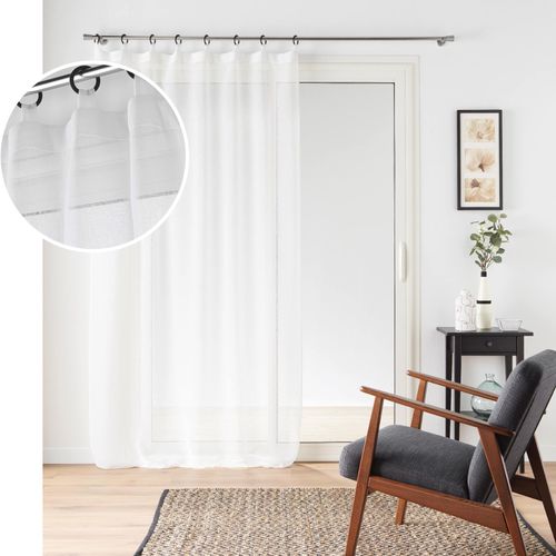 Lot De 2 Voilages à Oeillets Plastique – Davina – 140 X 240 Cm – Voile Tissé Blanc