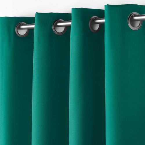 Lot De 4 Rideaux à Oeillets 140 X 260 Cm – Polyester Uni Essentiel – Emeraude