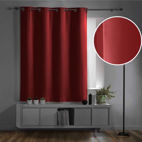 Lot De 2 Rideaux Occultants à Oeillets 135 X 180 Cm – Uni Grenade – Petite Hauteur