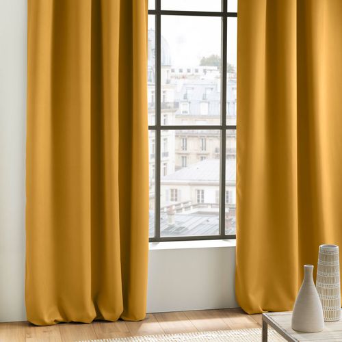 Lot De 2 Rideaux à Oeillets 135x240 Cm – Occultants Unis – Coloris Ocre