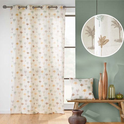 Lot De 2 Rideaux à Oeillets 140 X 240 Cm – Polycoton Imprimé – Modèle Palmelia