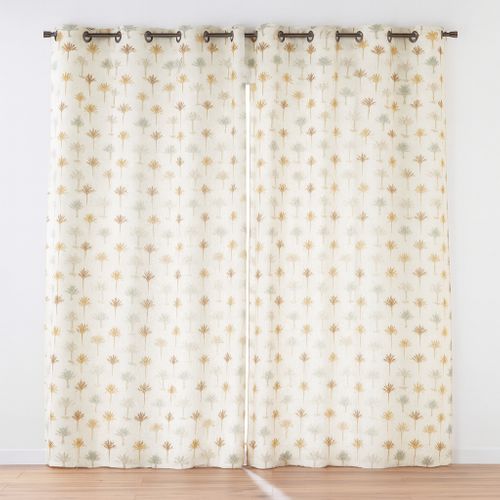Lot De 2 Rideaux à Oeillets 140 X 240 Cm – Polycoton Imprimé – Modèle Palmelia