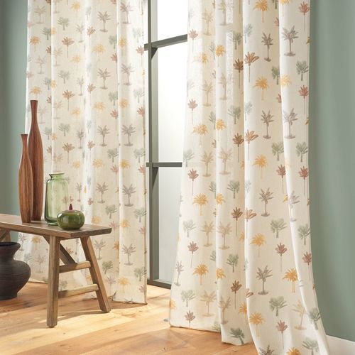 Lot De 2 Rideaux à Oeillets 140 X 240 Cm – Polycoton Imprimé – Modèle Palmelia