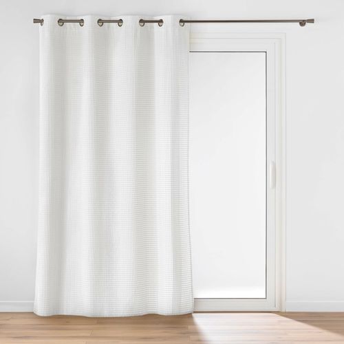 Rideau Tamisant En Velours Relief 140 X 260 Cm – Oeillets – Modèle Swingy Blanc