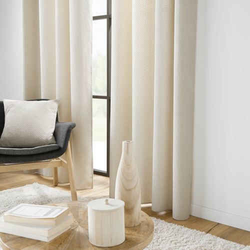 Rideau Tamisant à Oeillets 140 X 260 Cm – Velours Relief Texturé – Java Naturel
