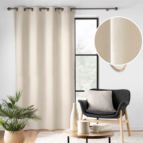 Lot De 2 Rideaux Tamisant Velours Relief Java Naturel 140x260 Cm – Élégants