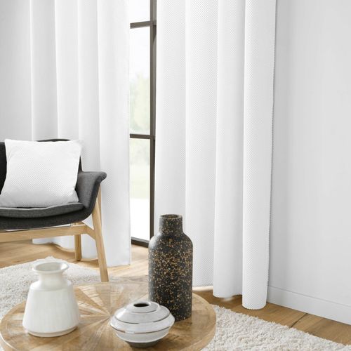 Rideau Tamisant à Oeillets 140 X 260 Cm – Velours Relief Texturé – Java Blanc