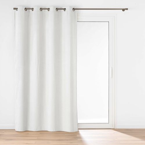 Rideau Tamisant à Oeillets 140 X 260 Cm – Velours Relief Texturé – Java Blanc