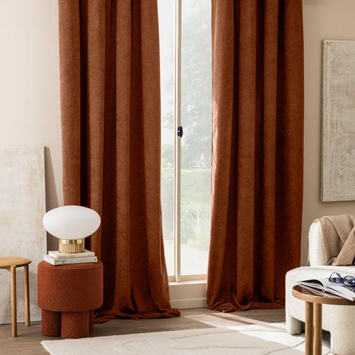 Rideau Tamisant à Oeillets 140 X 260 Cm – Bouclette Unie Winony - Terracotta