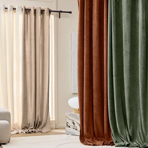 Rideau Tamisant à Oeillets 140 X 260 Cm – Bouclette Unie Winony - Terracotta