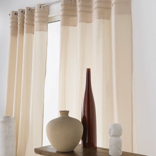 Rideau Tamisant 140 X 240 Cm – Hilary – Finition Broderie Élégante – Coton/polyester Naturel