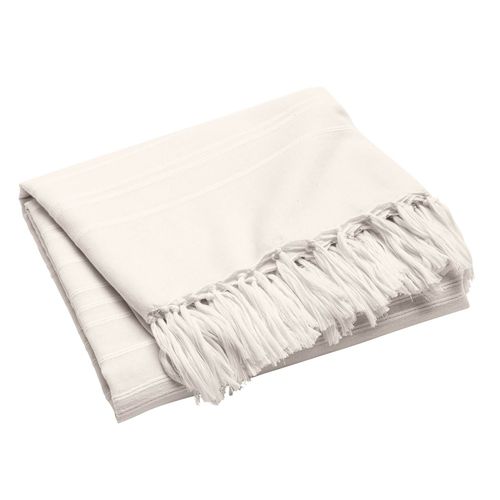 Lot De 2 Plaids Lilia 180 X 220 Cm – 100 % Coton – Plaid à Franges Naturel