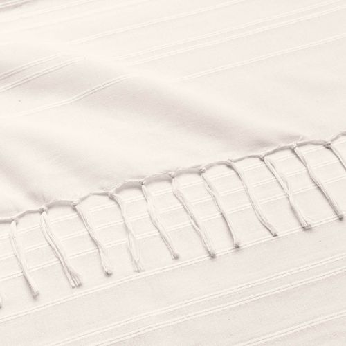 Lot De 2 Plaids Lilia 180 X 220 Cm – 100 % Coton – Plaid à Franges Naturel