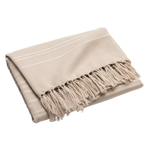 Lot De 2 Plaids Lilia 180 X 220 Cm – 100 % Coton – Plaid à Franges Beige