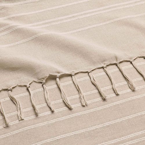 Lot De 2 Plaids Lilia 180 X 220 Cm – 100 % Coton – Plaid à Franges Beige