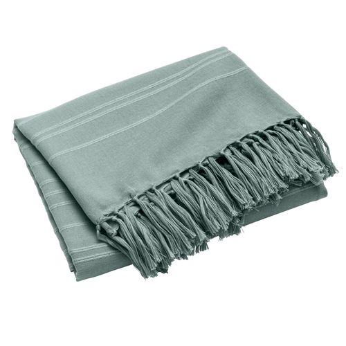 Lot De 2 Plaids Lilia 180 X 220 Cm – 100 % Coton – Plaid à Franges Sauge