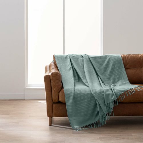 Lot De 2 Plaids Lilia 180 X 220 Cm – 100 % Coton – Plaid à Franges Sauge