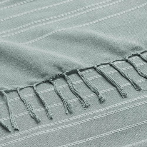 Lot De 2 Plaids Lilia 180 X 220 Cm – 100 % Coton – Plaid à Franges Sauge