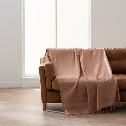 Lot De 2 Plaids Lilia 180 X 220 Cm – 100 % Coton – Plaid à Franges Mocha