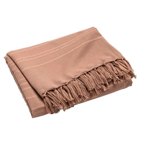 Lot De 2 Plaids Lilia 180 X 220 Cm – 100 % Coton – Plaid à Franges Mocha