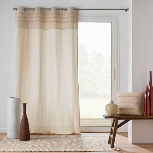 Lot De 2 Rideaux à Oeillets 140 X 240 Cm – Coton/polyester – Top Fantaisie Brodé – Modèle Hilary