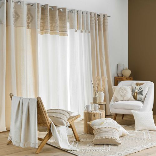 Lot De 2 Rideaux à Oeillets 140 X 240 Cm – Coton/polyester – Top Fantaisie Brodé – Modèle Hilary