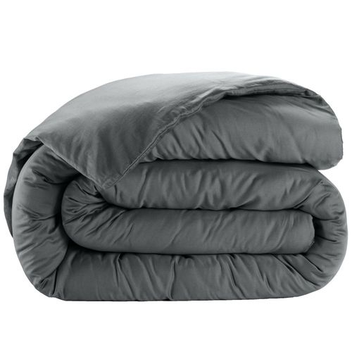 Housse De Couette 220x240 Satin De Coton Gris Foncé