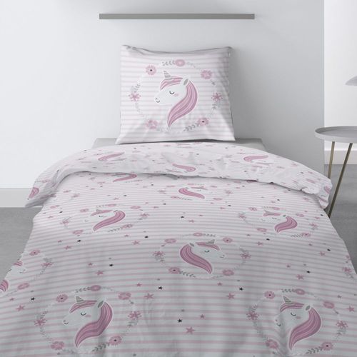 Housse De Couette 140x200 Cm + 1 Taie D'oreiller 100% Coton 57 Fils Rina