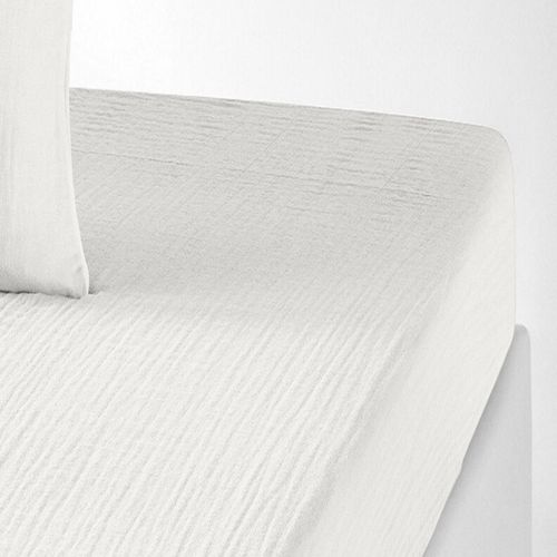 Drap Housse 160x200 Cm Gaze De Coton Blanc Pur