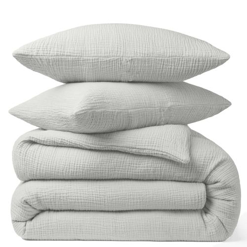 Taie D'oreiller 50x70 Cm Gaze De Coton Gris Glacier