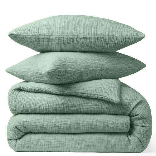 Taie D'oreiller 65x65 Cm Gaze De Coton Vert Givrée