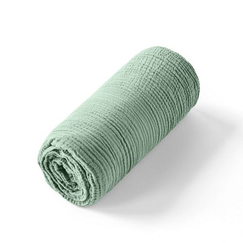 Drap Housse 140x190 Cm Gaze De Coton Vert Givrée