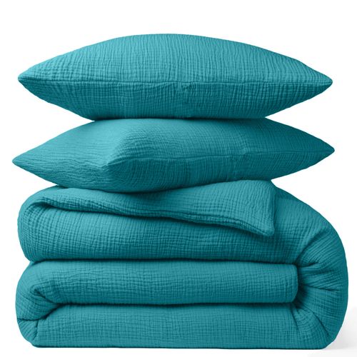 Taie D'oreiller 65x65 Cm Gaze De Coton Bleu Enamel